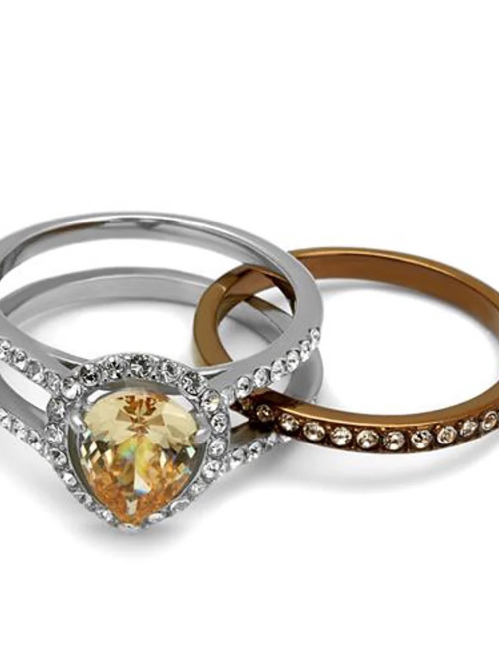 Two Toned Stainless Steel 2.08 Ct Pear Cut Champagne Zirconia
ARTK2961-10 - Picture 4 of 4
